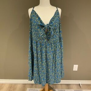 Blue Floral Tie-Front Sundress